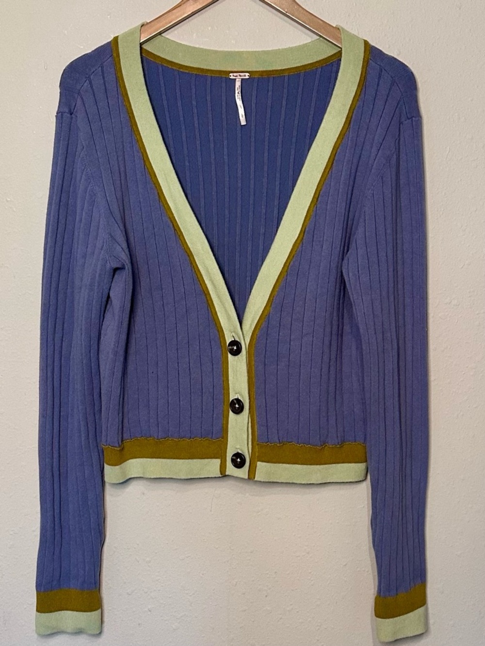Free People | color block cardigan sweater cotton blend